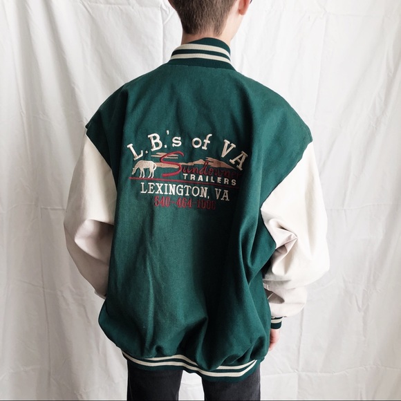 vintage green varsity jacket • xl - Picture 3 of 6